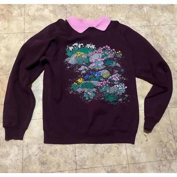 Morning Sun Tops - Vintage Morning Sun Purple Sweatshirt Hanes Large Nature Graphic